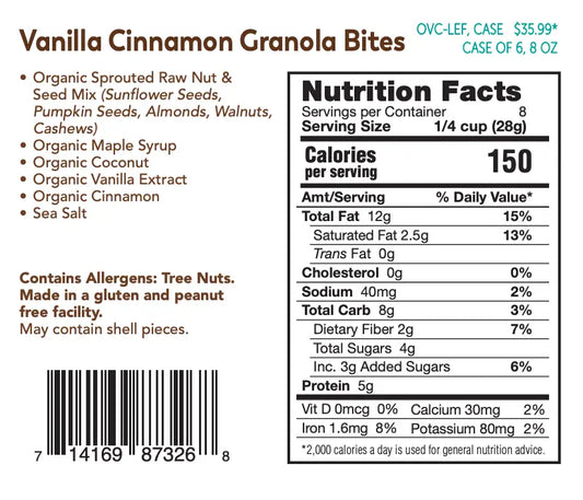 Organic, Sprouted, Grain-Free Granola Bites -Vanilla Cinnamon